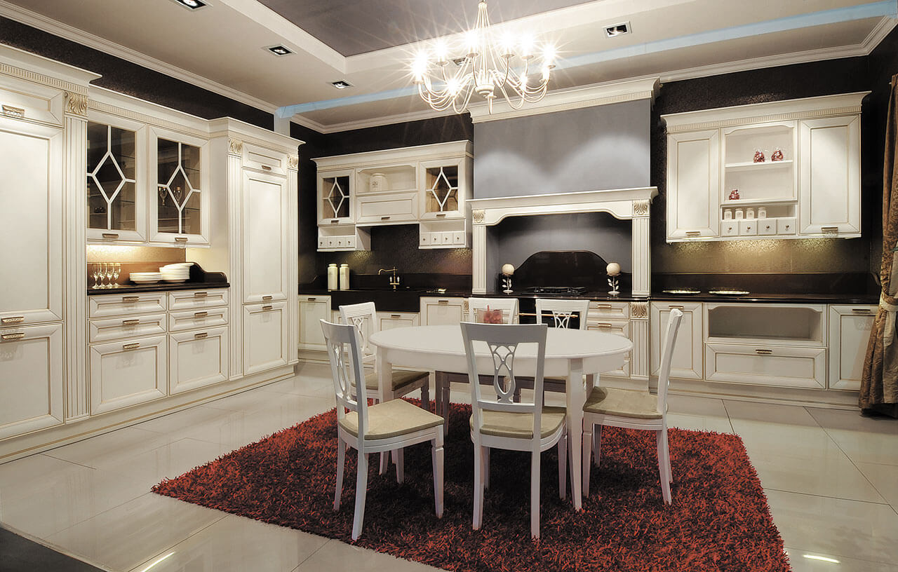 Veneto Table and Angela, Regina bianco Chairs 