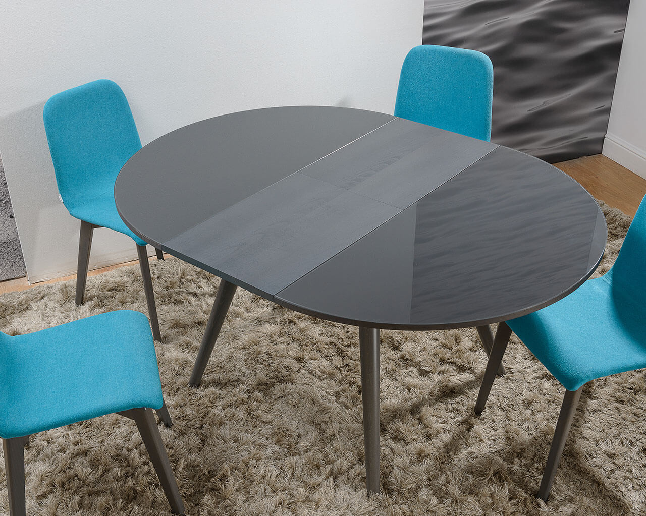 Aris Table and CIAO graphite Chairs 