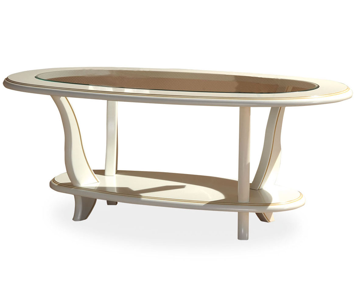 Opal vetro white bianco/oro Coffee table